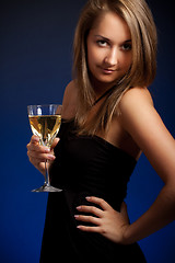 Image showing beautiful girl with glass of wine
