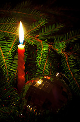 Image showing candle and decoration ball