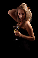 Image showing beautiful girl with glass of wine