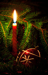 Image showing candle and decoration ball