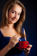 Image showing beautiful girl with cup of coffee