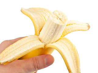 Image showing peeled banana in hand