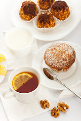 Image showing tea with cakes