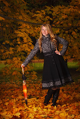 Image showing beautiful girl in autumn forest