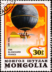 Image showing postage stamp shows air balloon Blanchard France