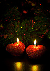 Image showing christmas card with two candles