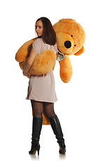 Image showing beautiful girl with toy bear