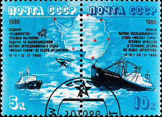 Image showing postage stamp celebrate escape ships from antarctic