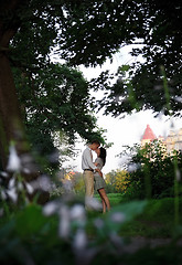 Image showing kissing couple in the park