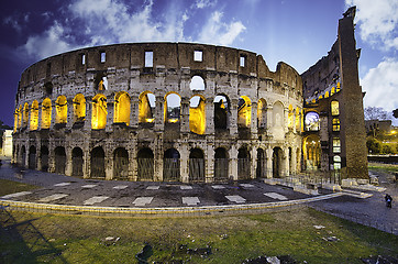 Image showing Colors of Colosseum at Sunset in Rome