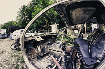 Image showing Abandoned Old Car, Fisheye View