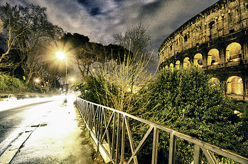 Image showing Colors of Colosseum at Night in Rome