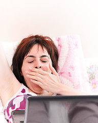 Image showing Young woman with laptop 