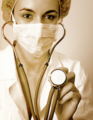 Image showing Young doctor with stethoscope.