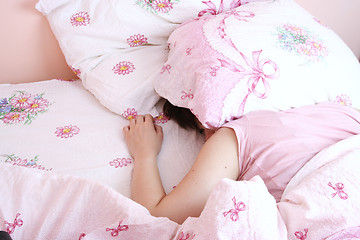 Image showing Young woman sleeping.