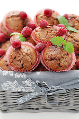 Image showing muffins with raspberries