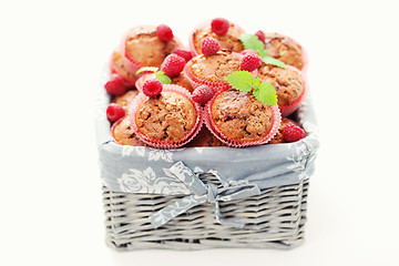 Image showing muffins with raspberries