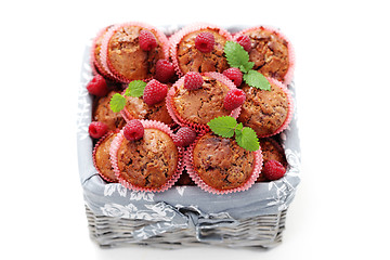 Image showing muffins with raspberries