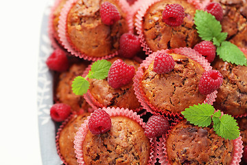 Image showing muffins with raspberries