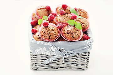 Image showing muffins with raspberries