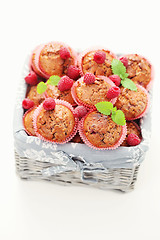 Image showing muffins with raspberries