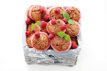 Image showing muffins with raspberries