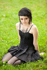 Image showing girl in gothic style on grass