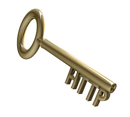 Image showing key in gold with HTTP text (3d) 
