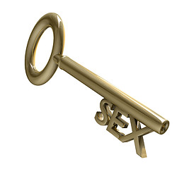 Image showing key in gold with sex text (3d) 