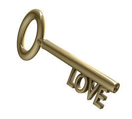 Image showing key in gold with LOVE text (3d) 