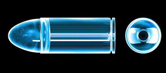 Image showing 3d bullet made of blue glass 