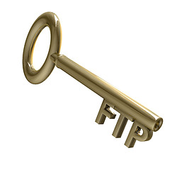 Image showing key in gold with FTP text (3d)