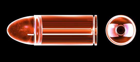 Image showing 3d bullet made of red glass 