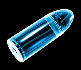 Image showing 3d bullet made of blue glass 