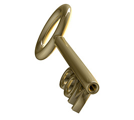 Image showing key in gold with COM text (3d)