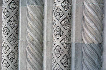 Image showing Alternating design on Cement Pillars old bank