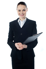 Image showing Young businesswoman with folder