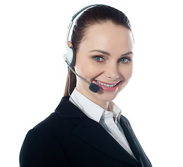 Image showing Call centre female executive, closeup