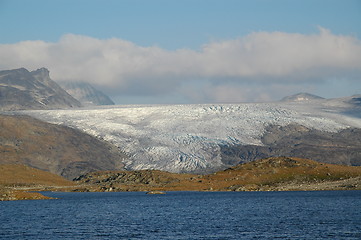 Image showing Glacier against cloudy sky