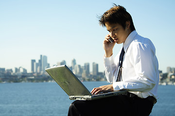 Image showing Working businessman