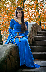 Image showing elf princess on stone staircase