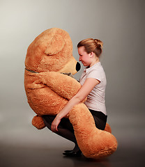 Image showing girl with toy bear