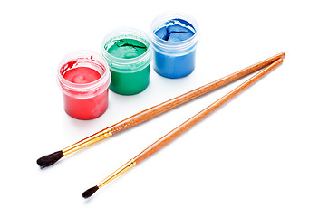 Image showing Paint Cans and Brushes