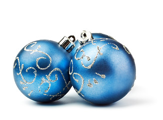 Image showing three blue decoration balls