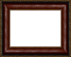 Image showing Antique dark wooden picture frame isolated