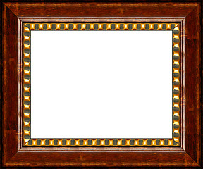 Image showing Antique dark wooden picture frame isolated