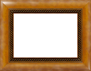 Image showing Antique light polished wooden picture frame isolated