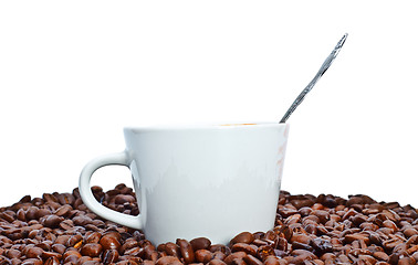 Image showing espresso cup in coffee beans