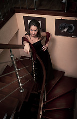 Image showing aristocratic lady on stairs