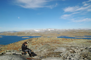 Image showing Trekker resting